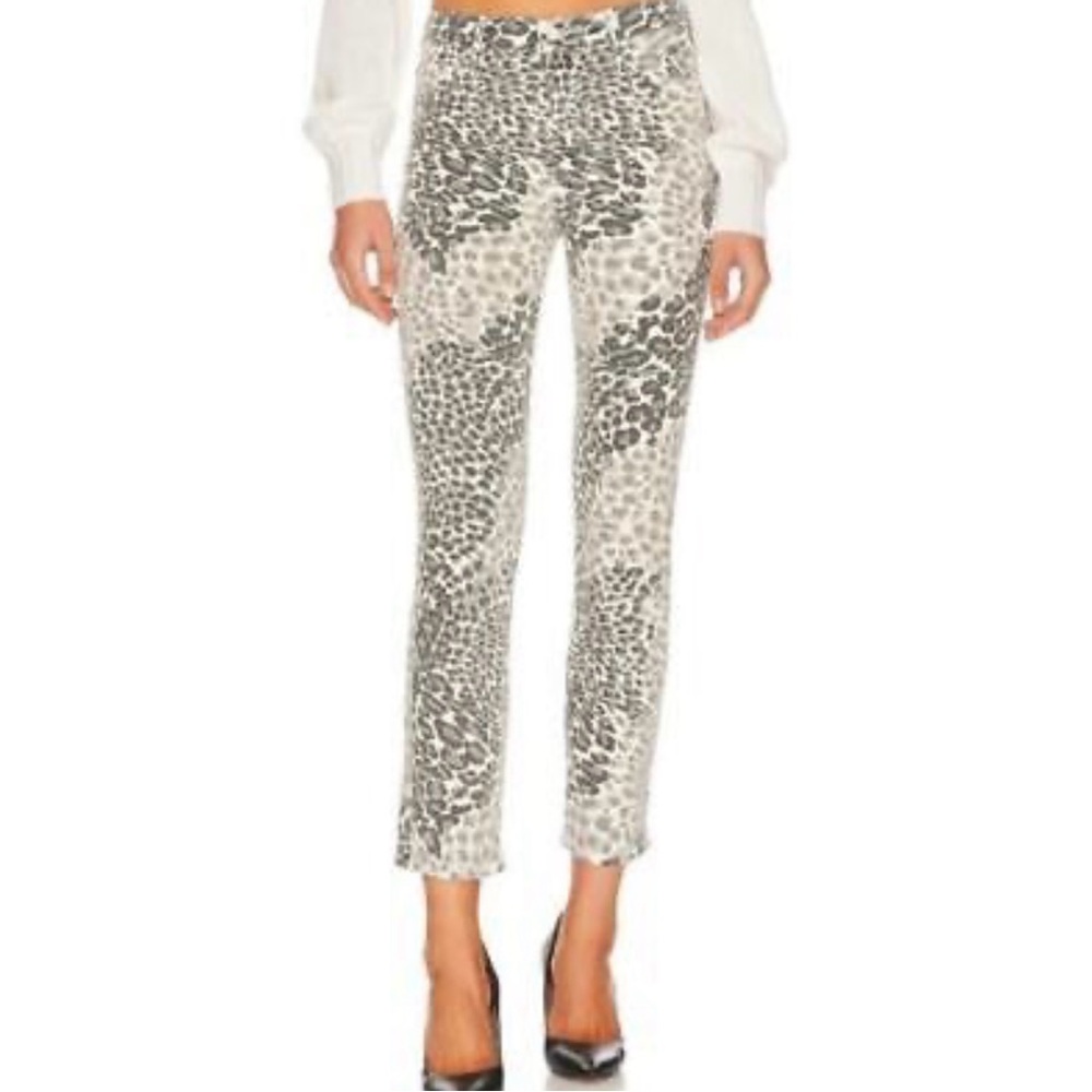 MOTHER JEANS LOOKER Women's Gray Leopard Print Jeans